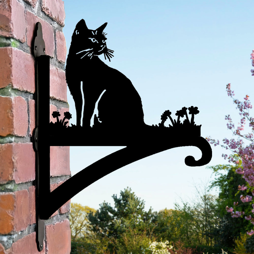 Soporte Metálico para Plantas con Diseño de Gato Sentado