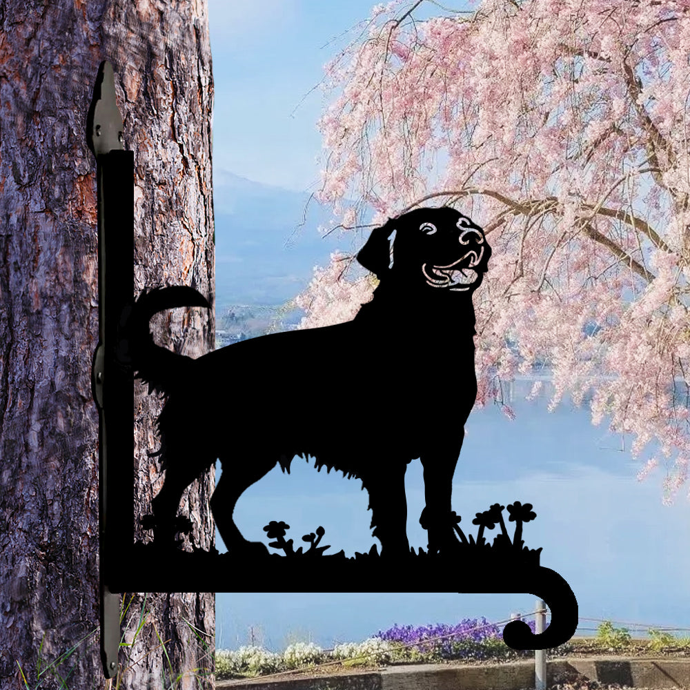Soporte Metálico para Plantas con Diseño de Golden Retriever