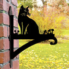 Soporte Metálico para Plantas con Diseño de Gato Sentado