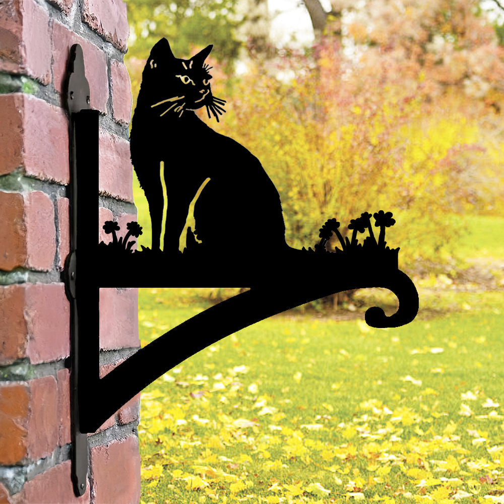 Soporte Metálico para Plantas con Diseño de Gato Sentado