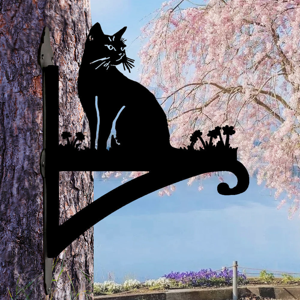 Soporte Metálico para Plantas con Diseño de Gato Sentado