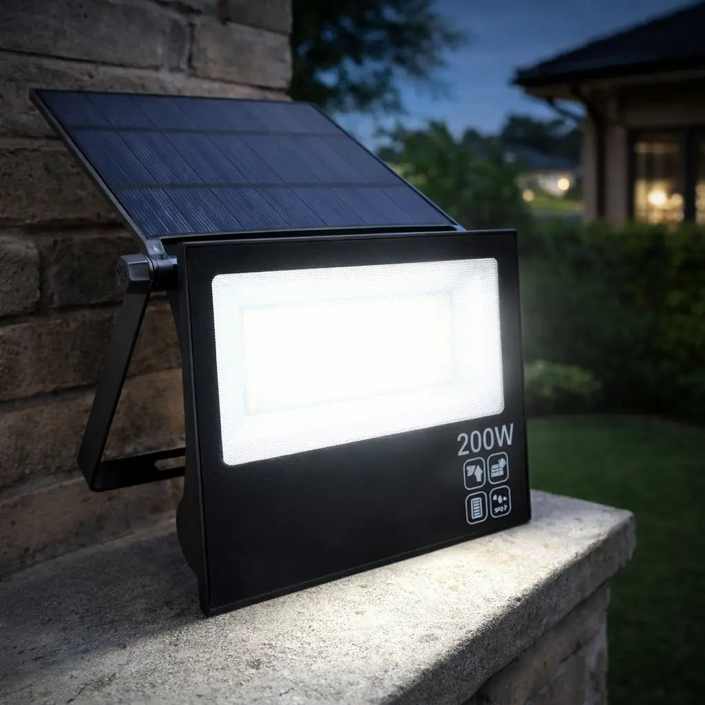 Reflector Solar LED 200W/300W con Panel Ajustable | Protección IP67